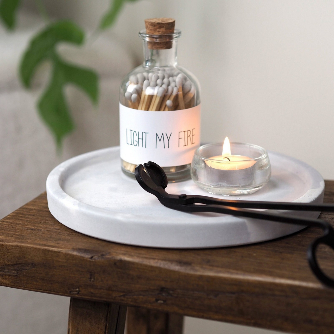 Medium White Marble Concrete Round Display Tray