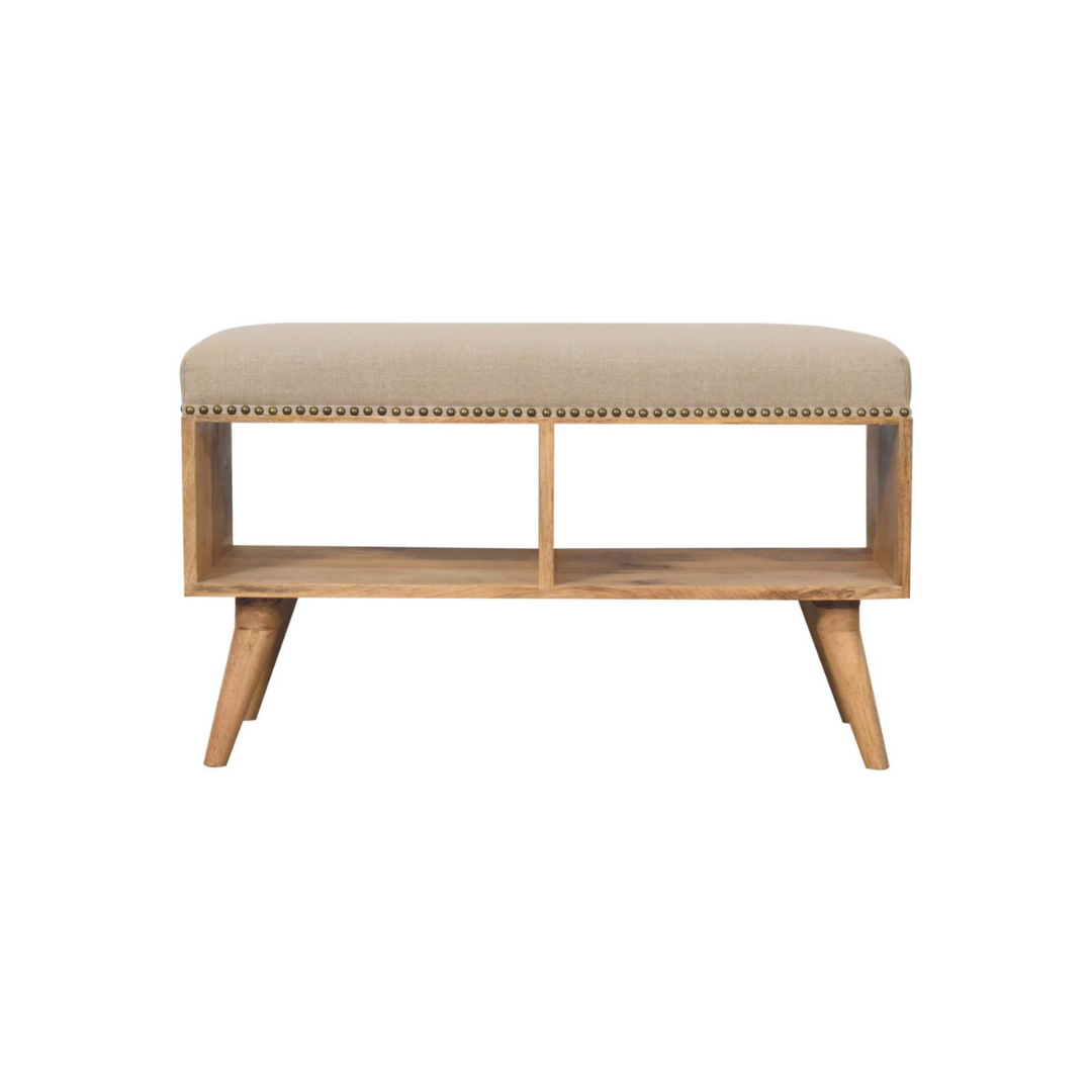 Studded Linen Open Bench