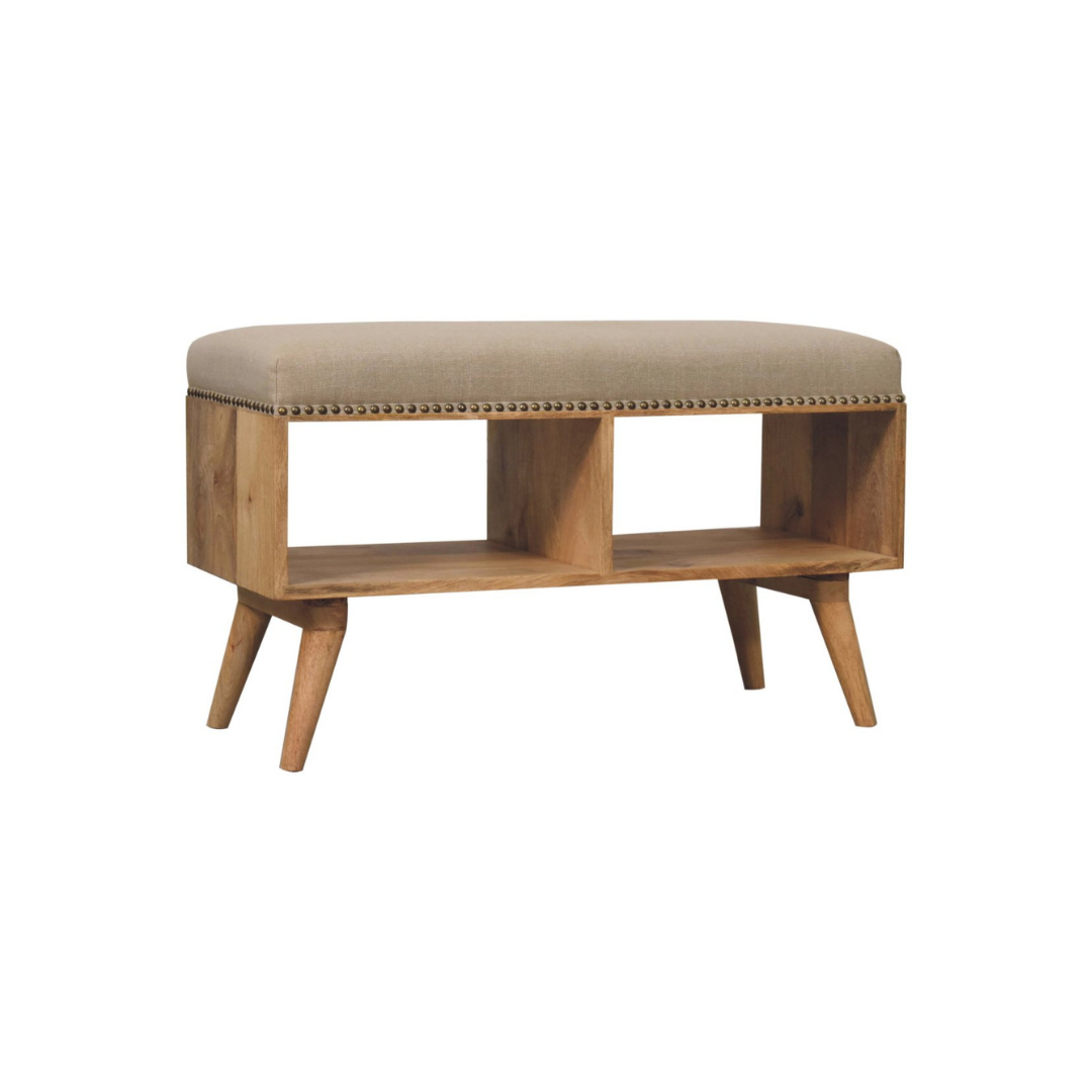 Studded Linen Open Bench