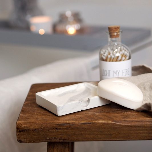 White Marble Concrete Soap Dish