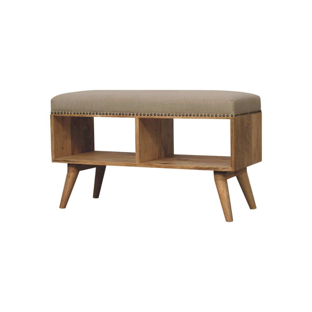 Studded Linen Open Bench