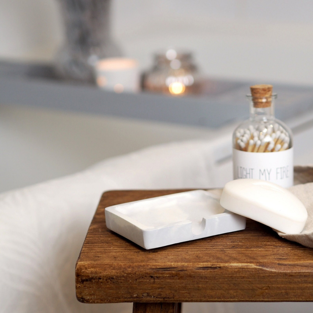 White Marble Concrete Soap Dish