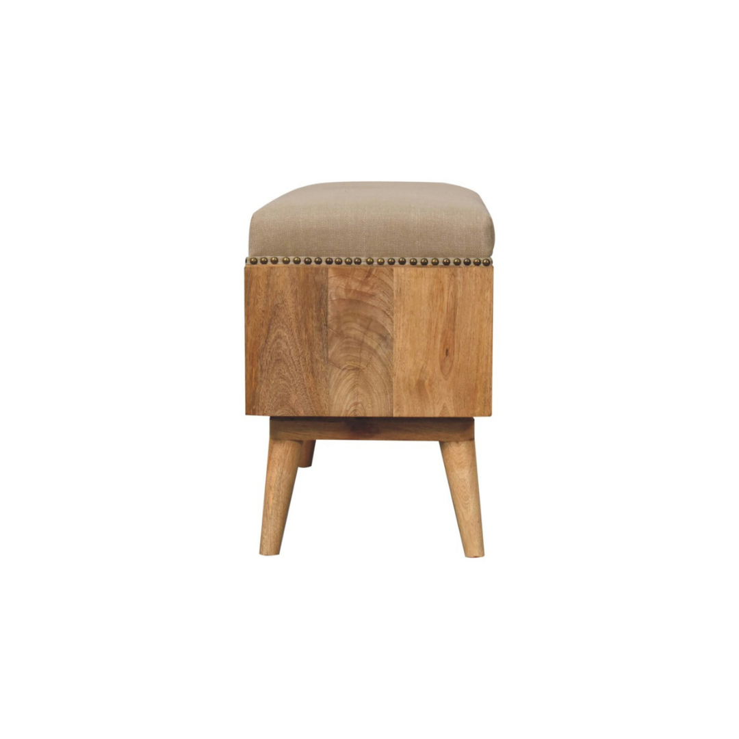 Studded Linen Open Bench