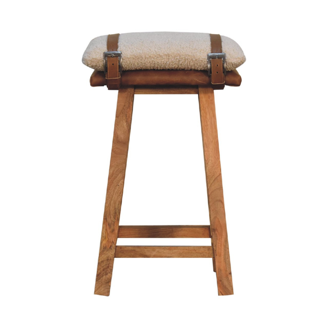 Strapped Boucle Bar Stool