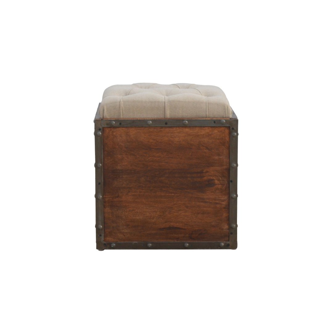 Iron Padded Storage Footstool
