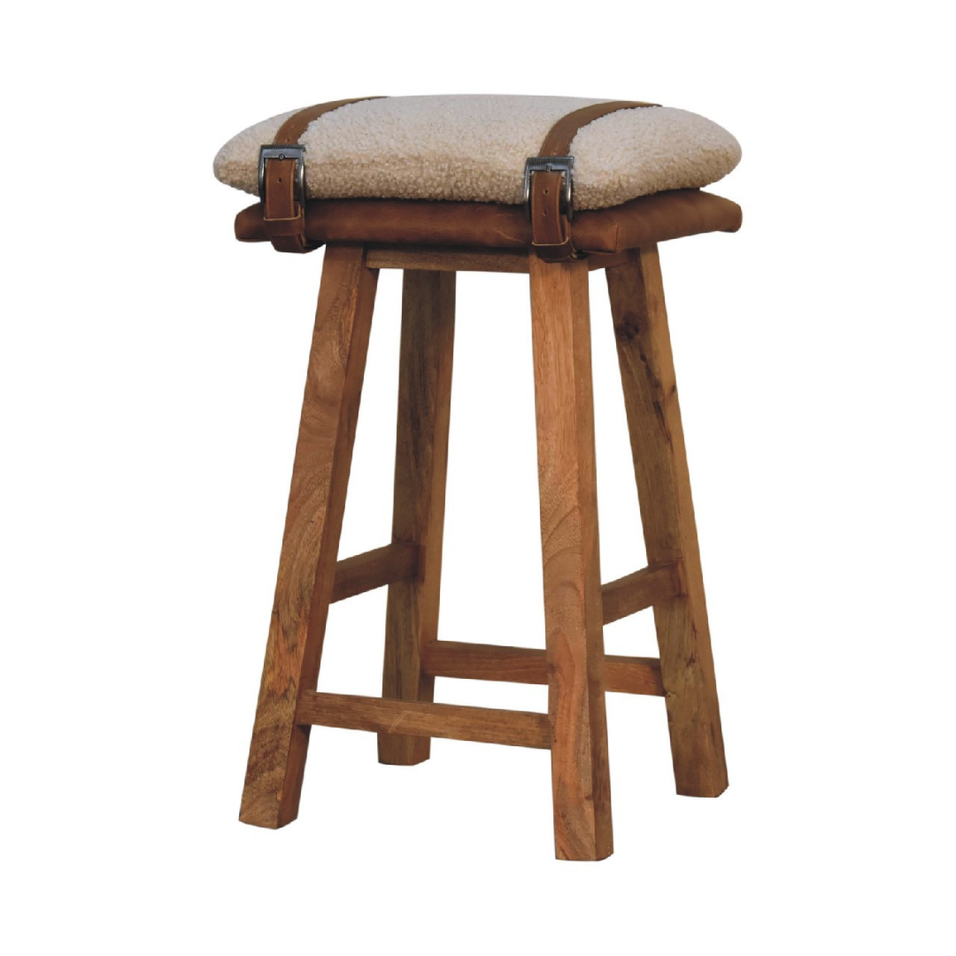 Strapped Boucle Bar Stool