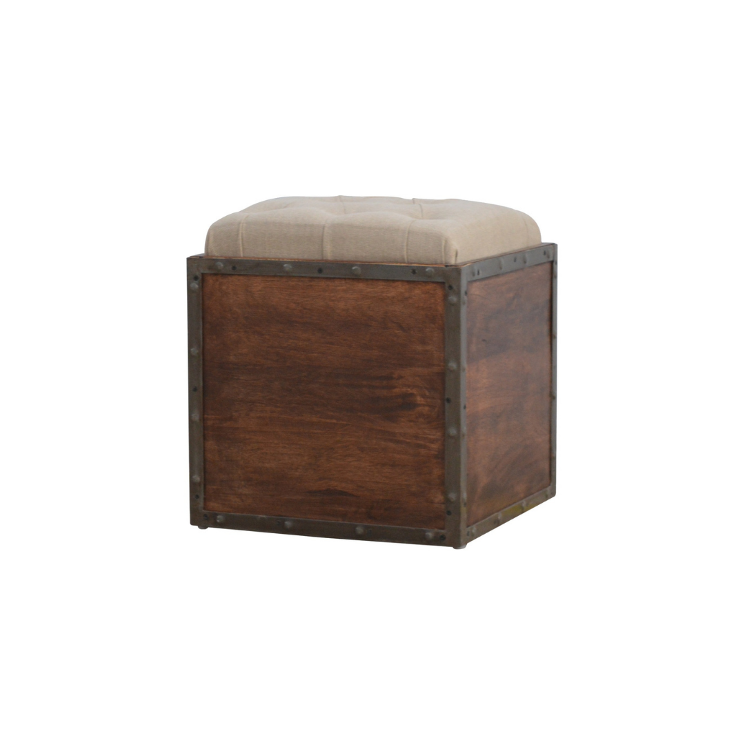 Iron Padded Storage Footstool