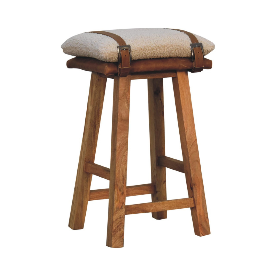 Strapped Boucle Bar Stool