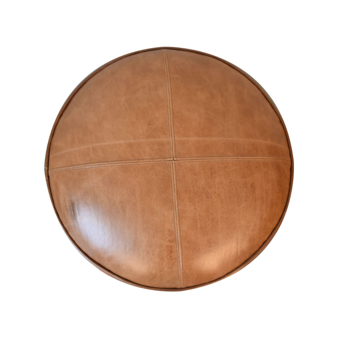 Durrie & Leather Mixed Footstool