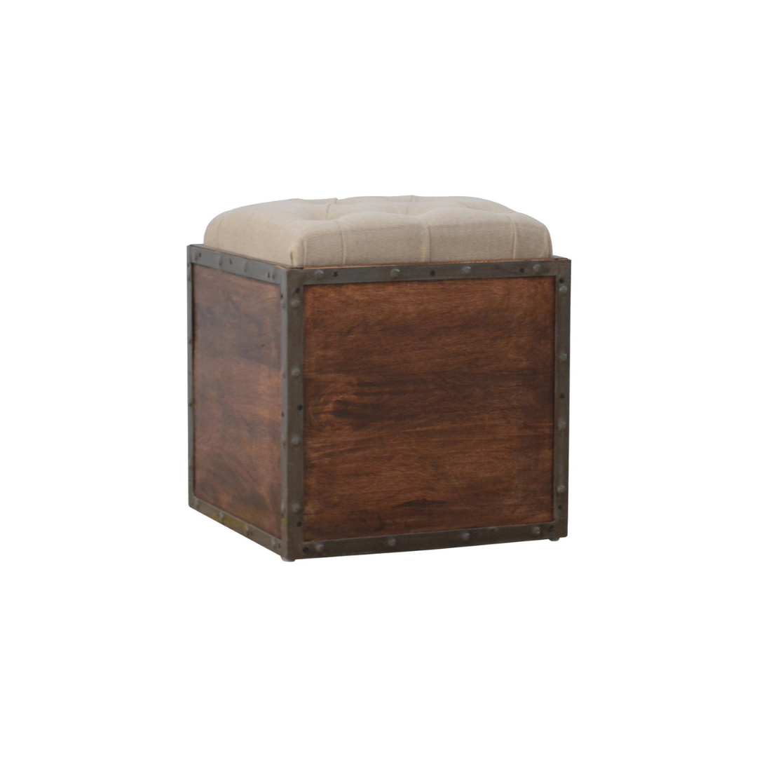 Iron Padded Storage Footstool