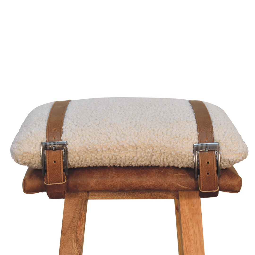 Strapped Boucle Bar Stool