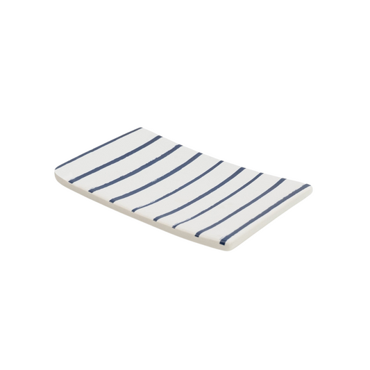 Blue & White Stripe Soap Dish