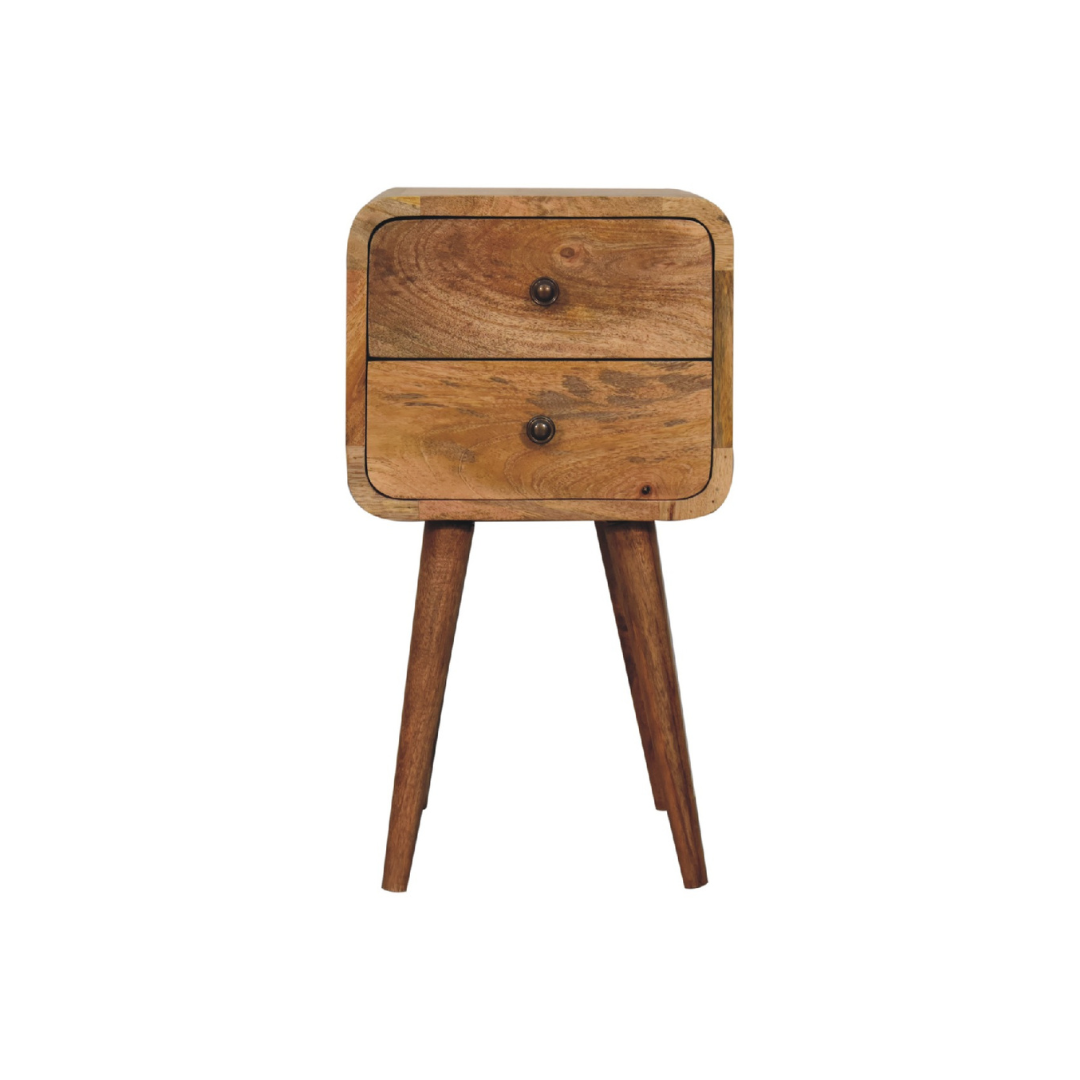 Mini Oak Style Curved Bedside Table