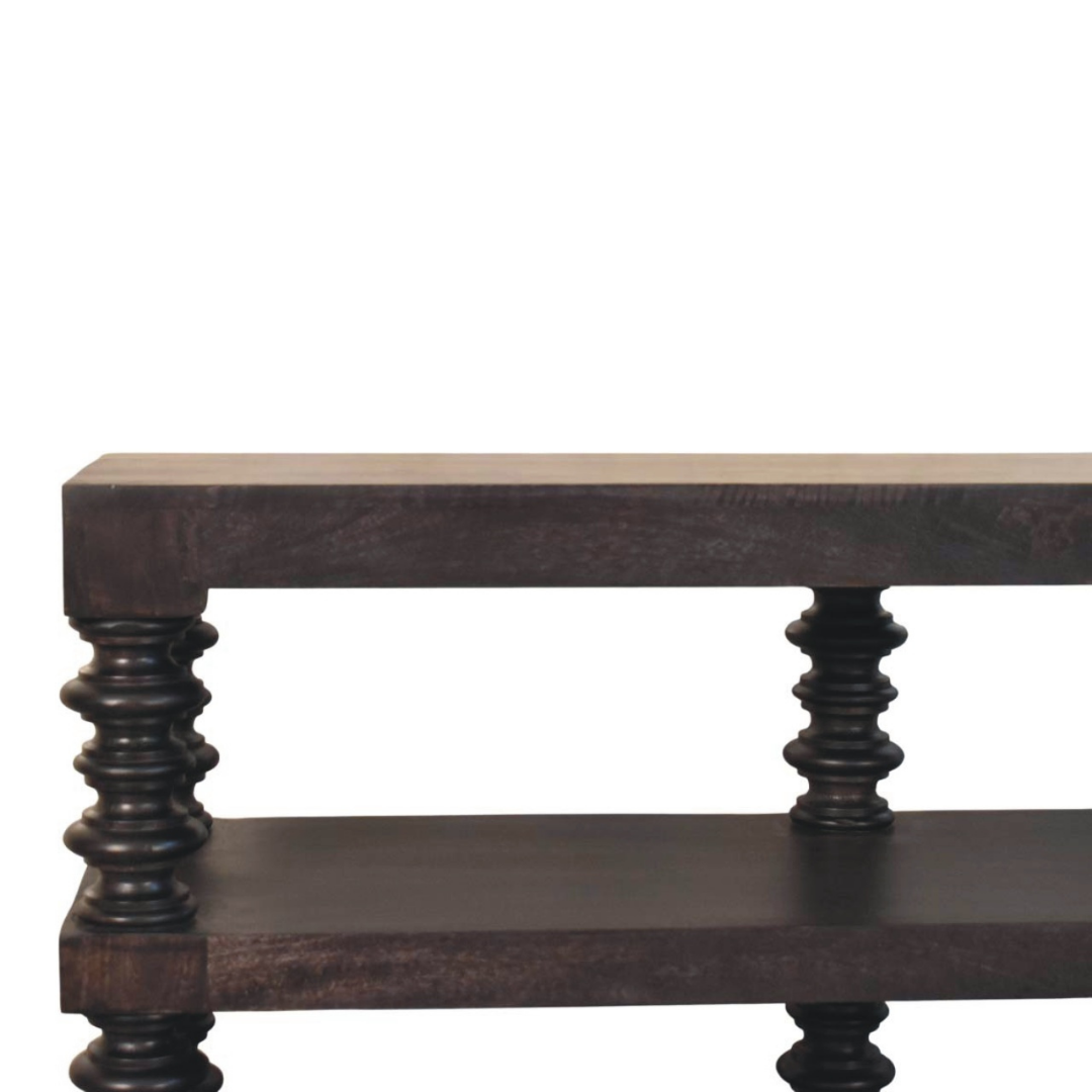 Spindle Shelf Console in Carbon Ash