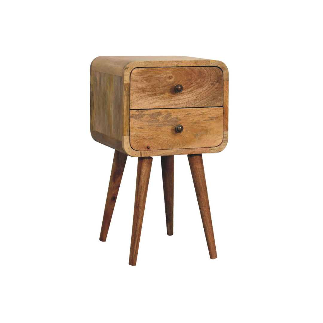 Mini Oak Style Curved Bedside Table