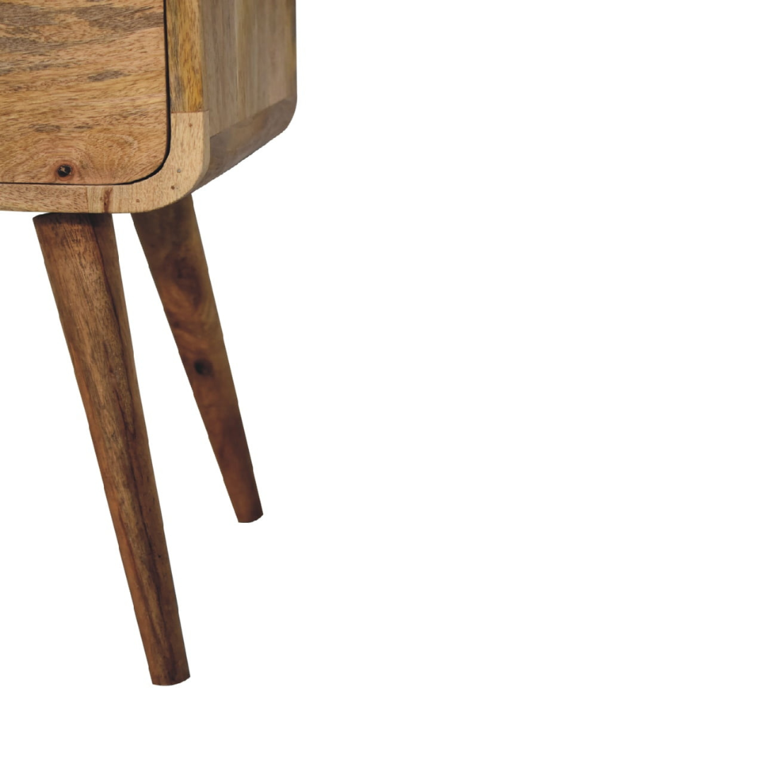 Mini Oak Style Curved Bedside Table