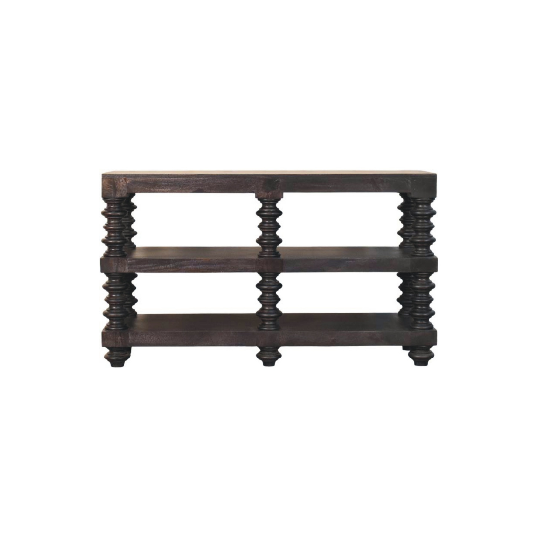Spindle Shelf Console in Carbon Ash