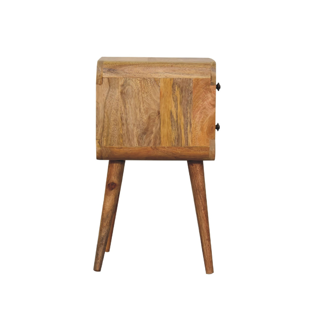 Mini Oak Style Curved Bedside Table