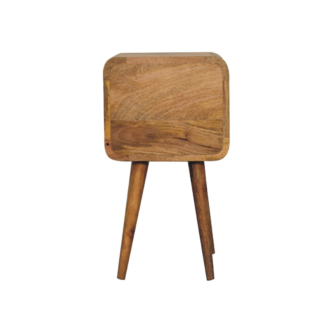Mini Oak Style Curved Bedside Table