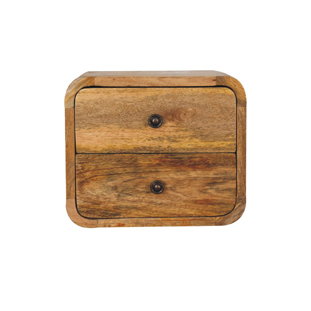 Mini Curve Oak Style Floating Bedside Table