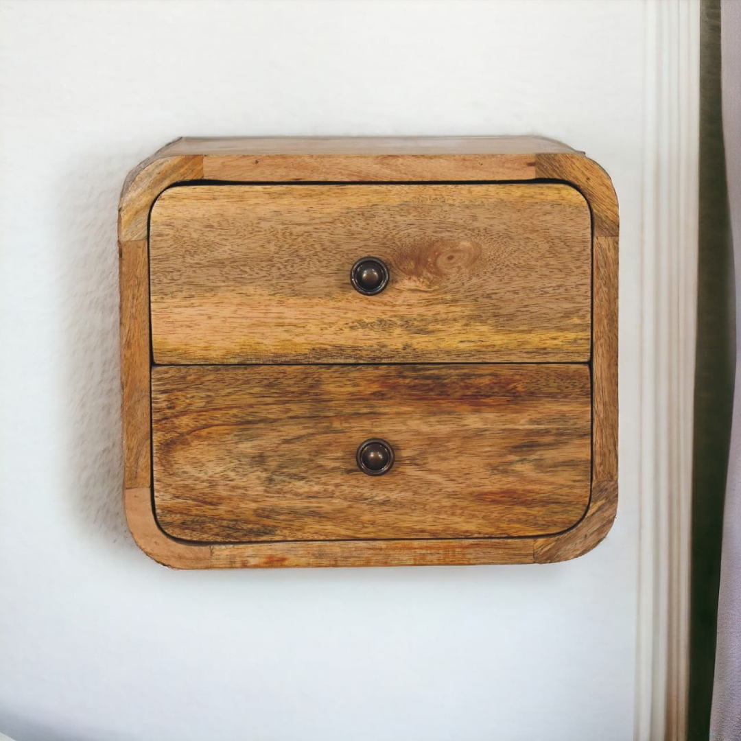 Mini Curve Oak Style Floating Bedside Table