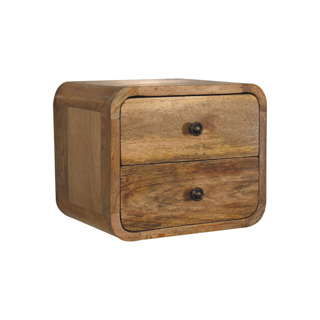 Mini Curve Oak Style Floating Bedside Table