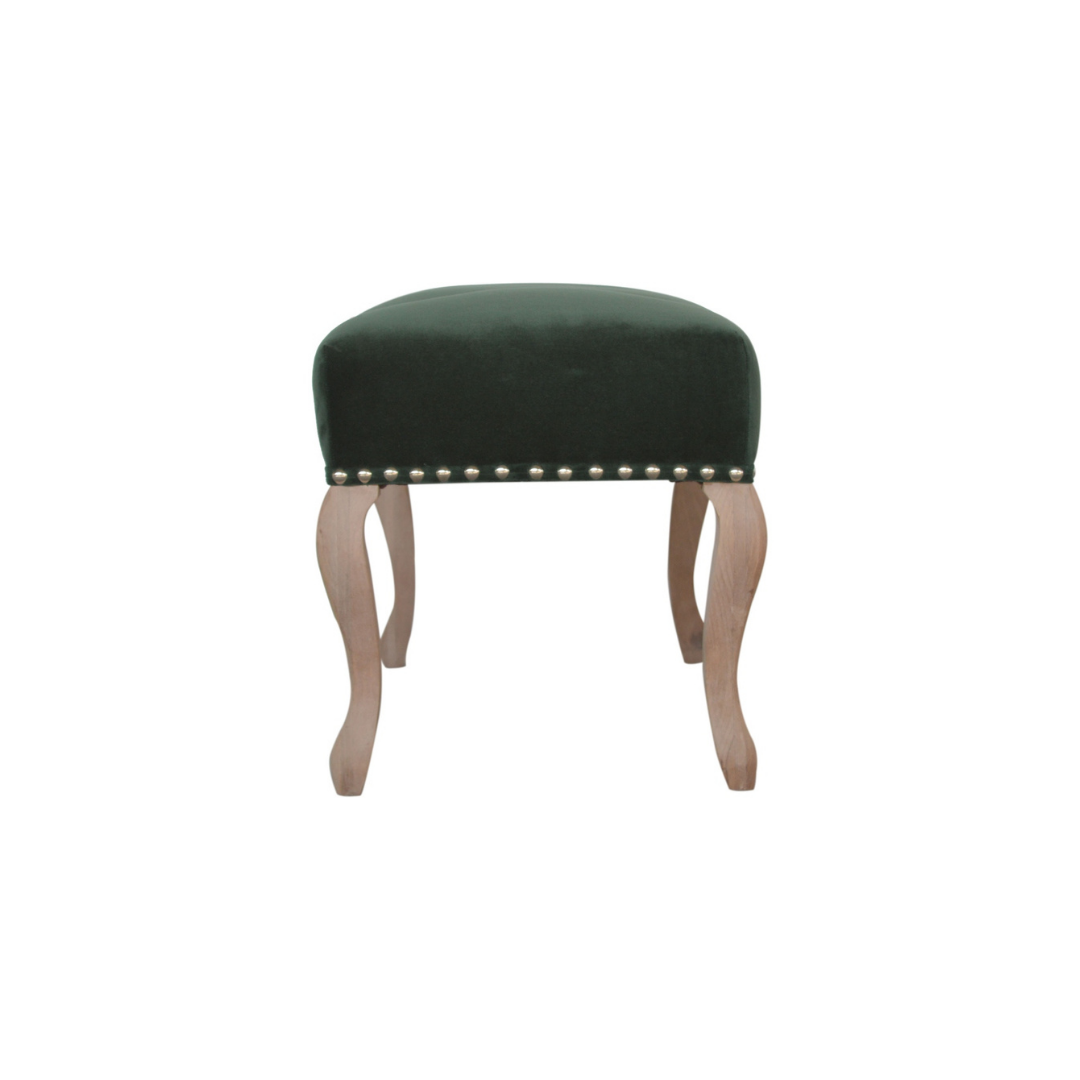 French Style Emerald Velvet Bench