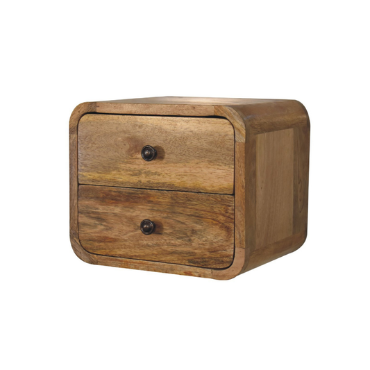 Mini Curve Oak Style Floating Bedside Table