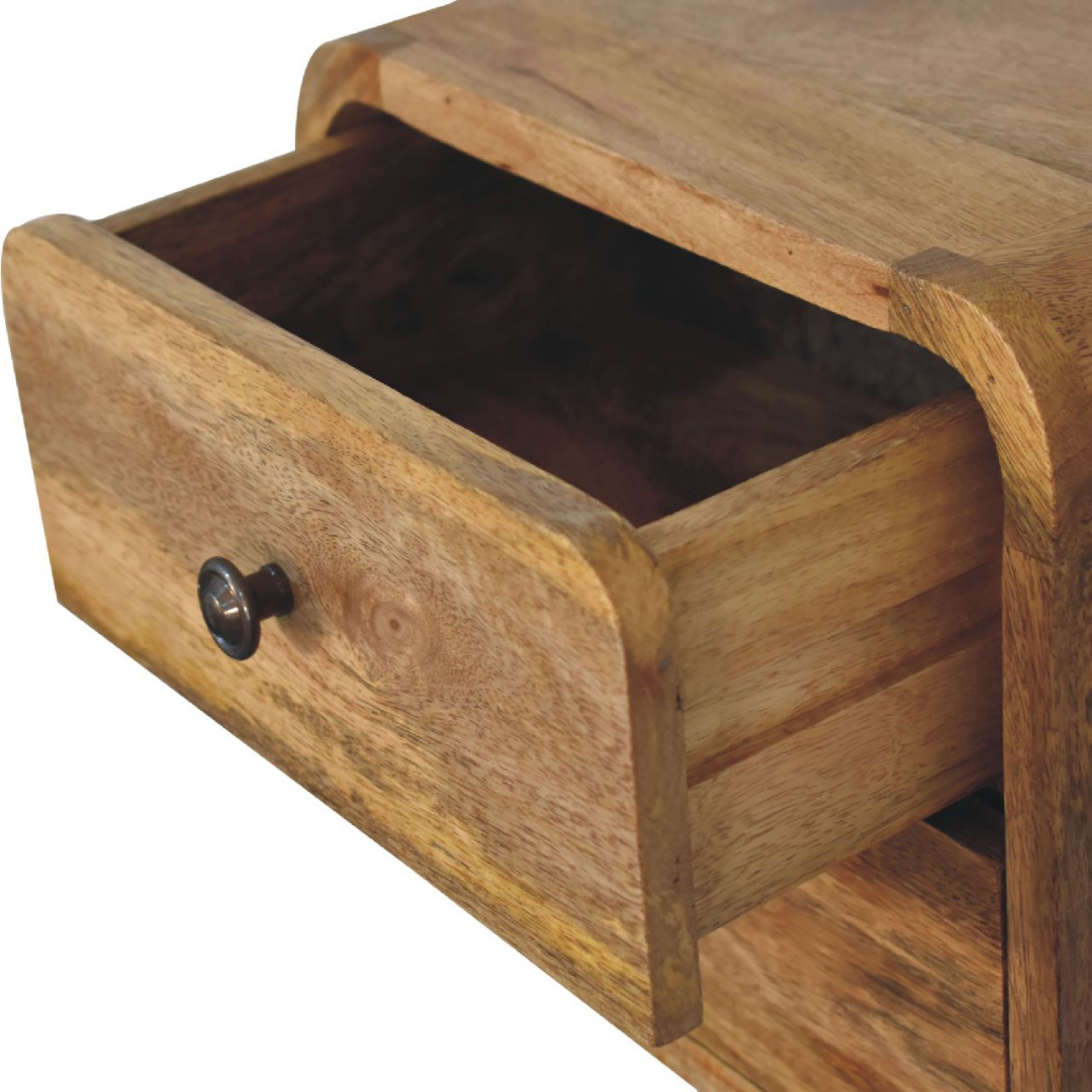 Mini Curve Oak Style Floating Bedside Table