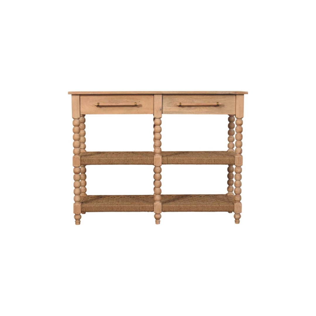 Savoy Bobbin Console with Jute Shelves