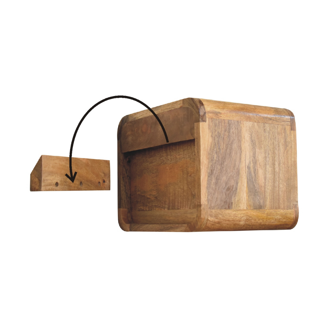 Mini Curve Oak Style Floating Bedside Table
