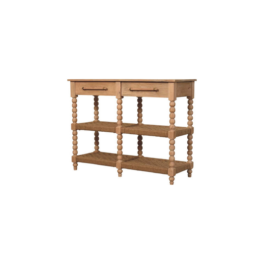 Savoy Bobbin Console with Jute Shelves