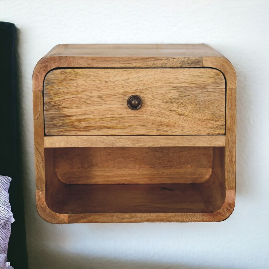 Mini Oak Style Floating Open Bedside Table