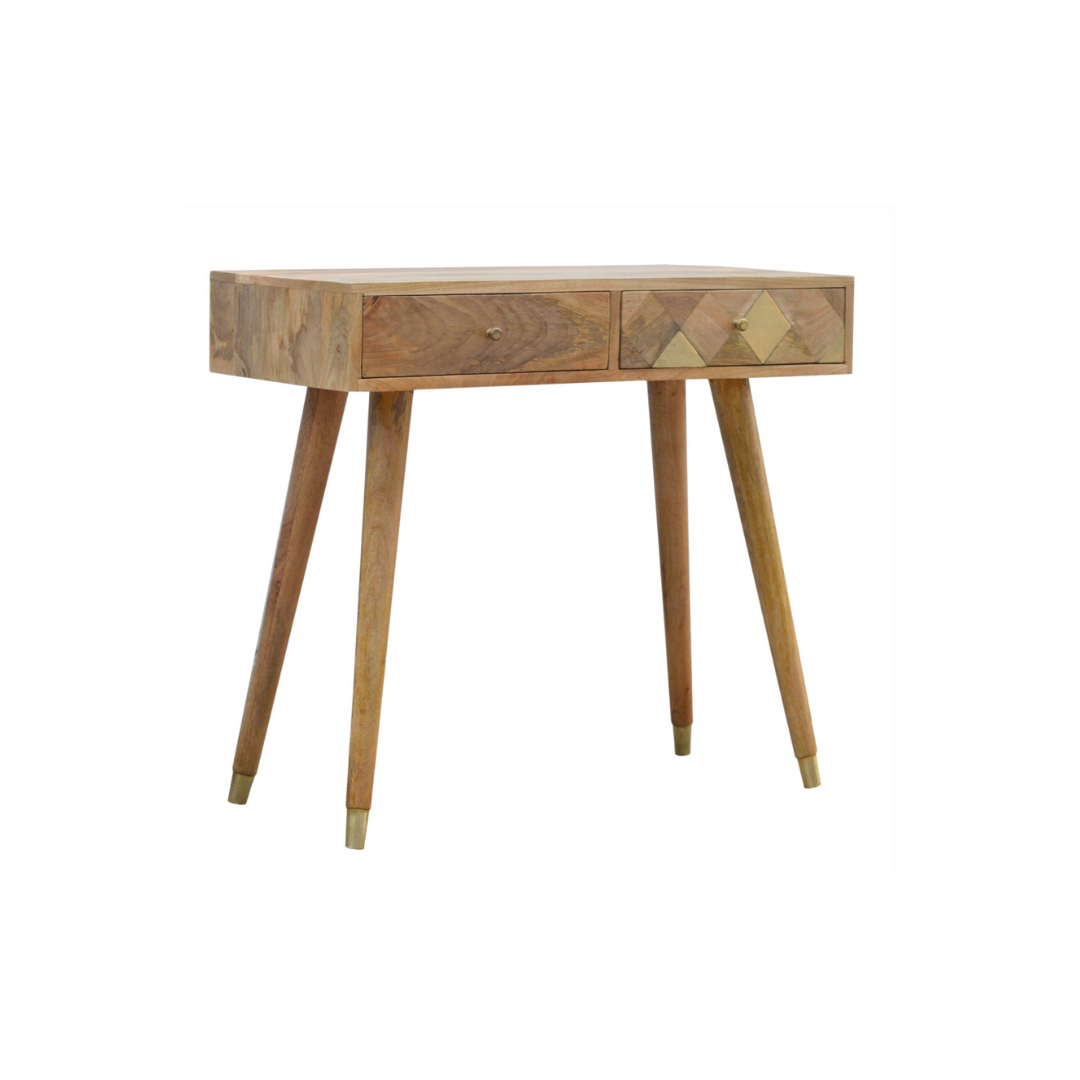 Oak-ish Gold Inlay Console Table