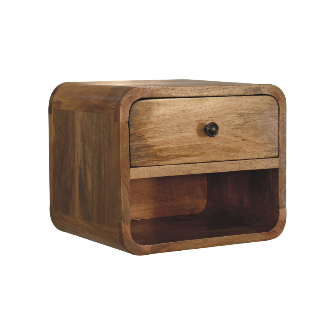 Mini Oak Style Floating Open Bedside Table
