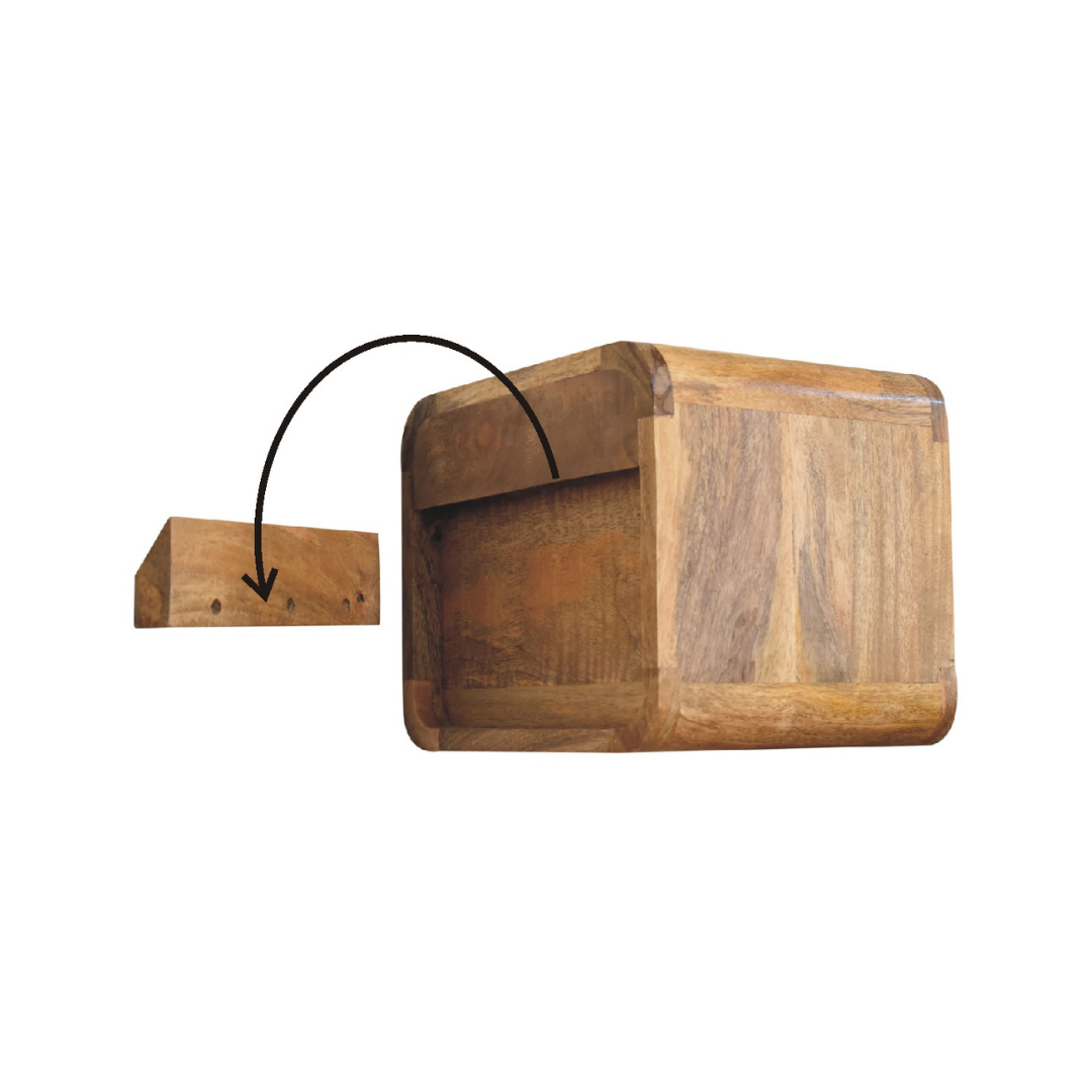 Mini Oak Style Floating Open Bedside Table