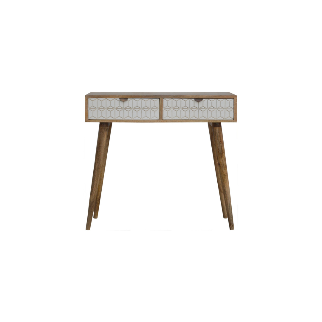 Sleek White Carved Console Table