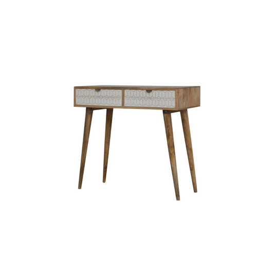 Sleek White Carved Console Table