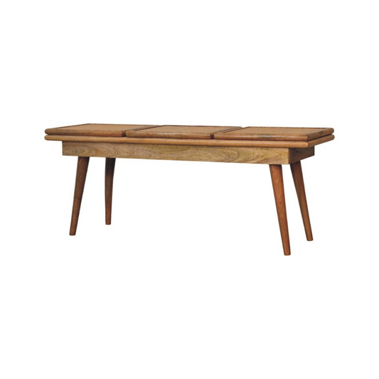 Larissa Triple Accent Oak Style Cane Bench