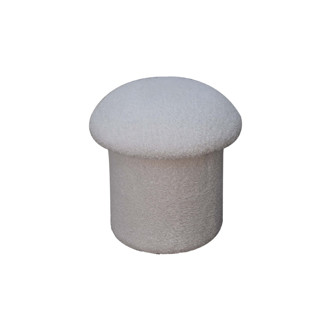 White Boucle Mushroom Footstool