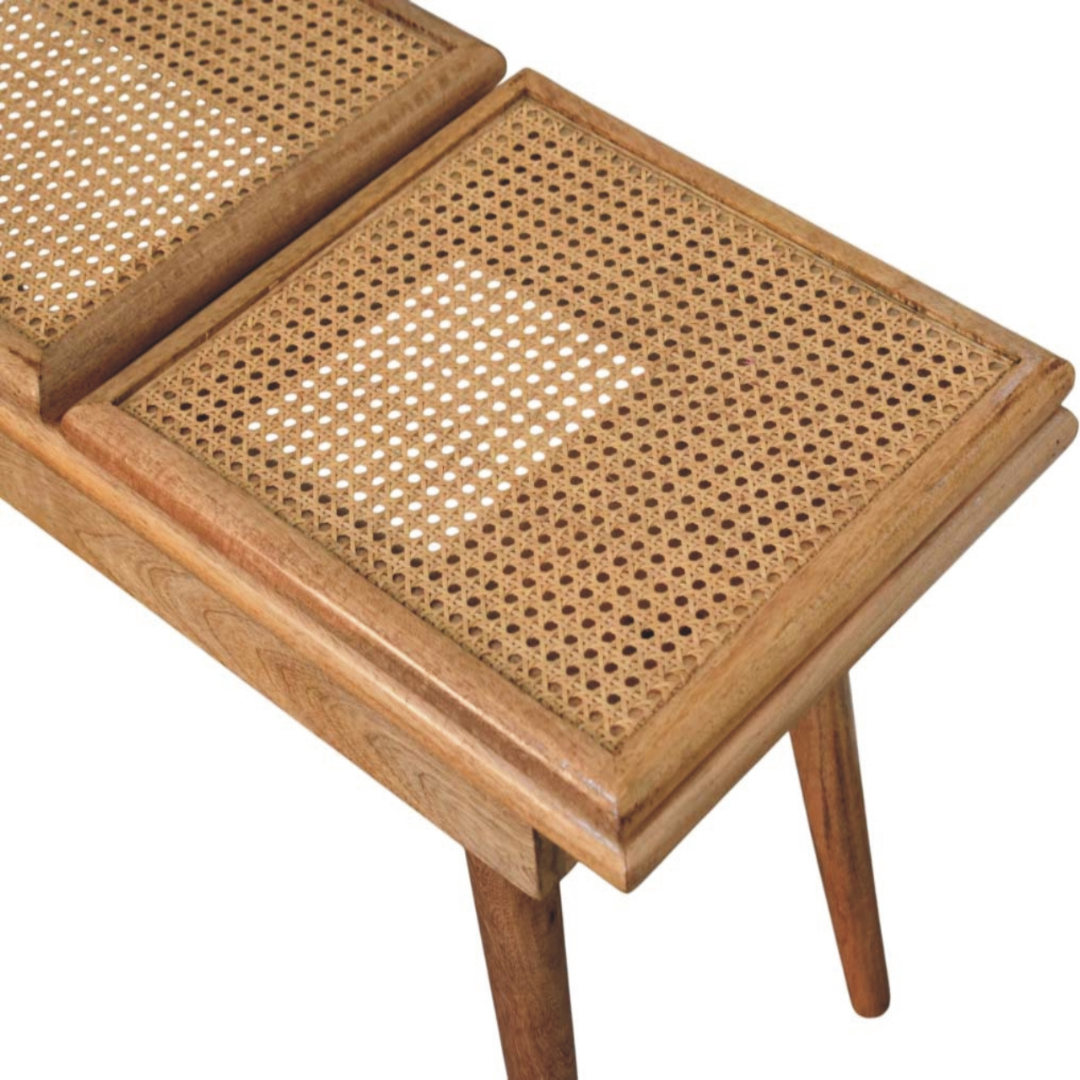 Larissa Triple Accent Oak Style Cane Bench