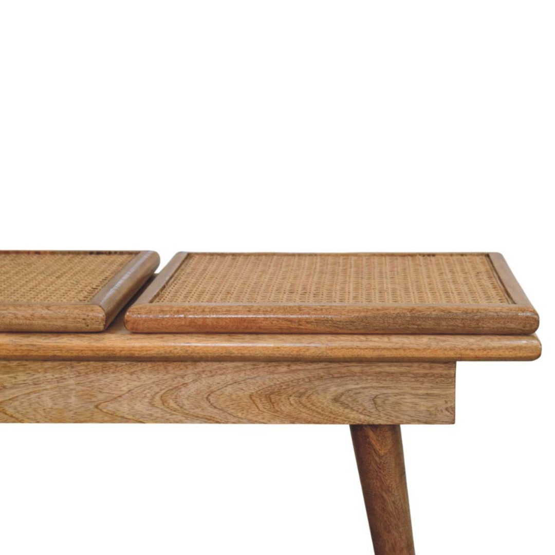 Larissa Triple Accent Oak Style Cane Bench