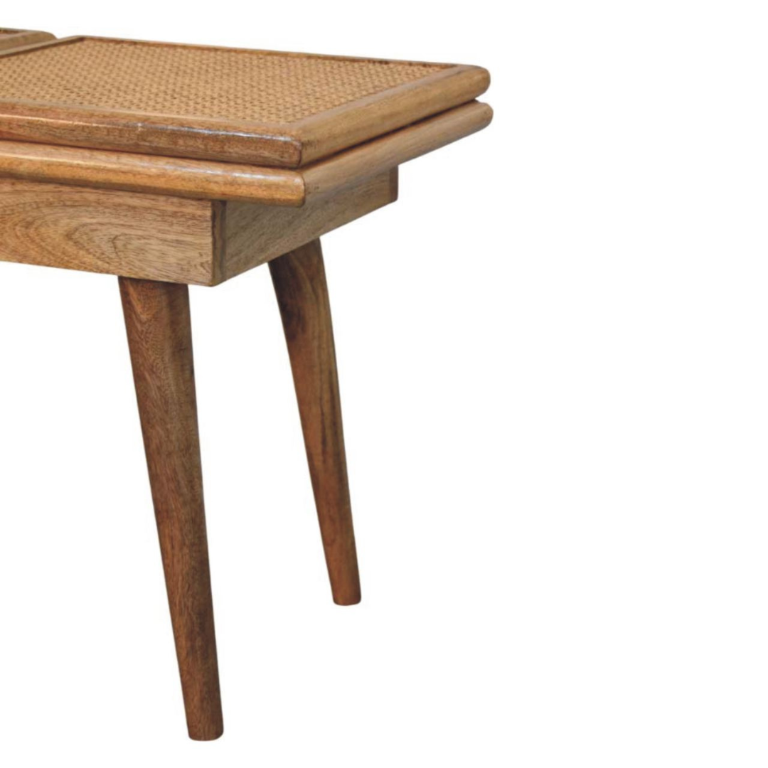 Larissa Triple Accent Oak Style Cane Bench
