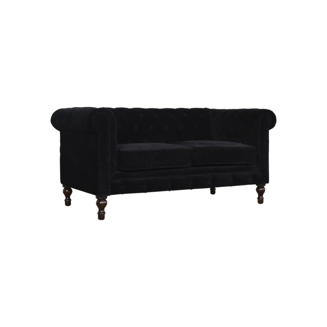 Black Velvet Chesterfield Sofa