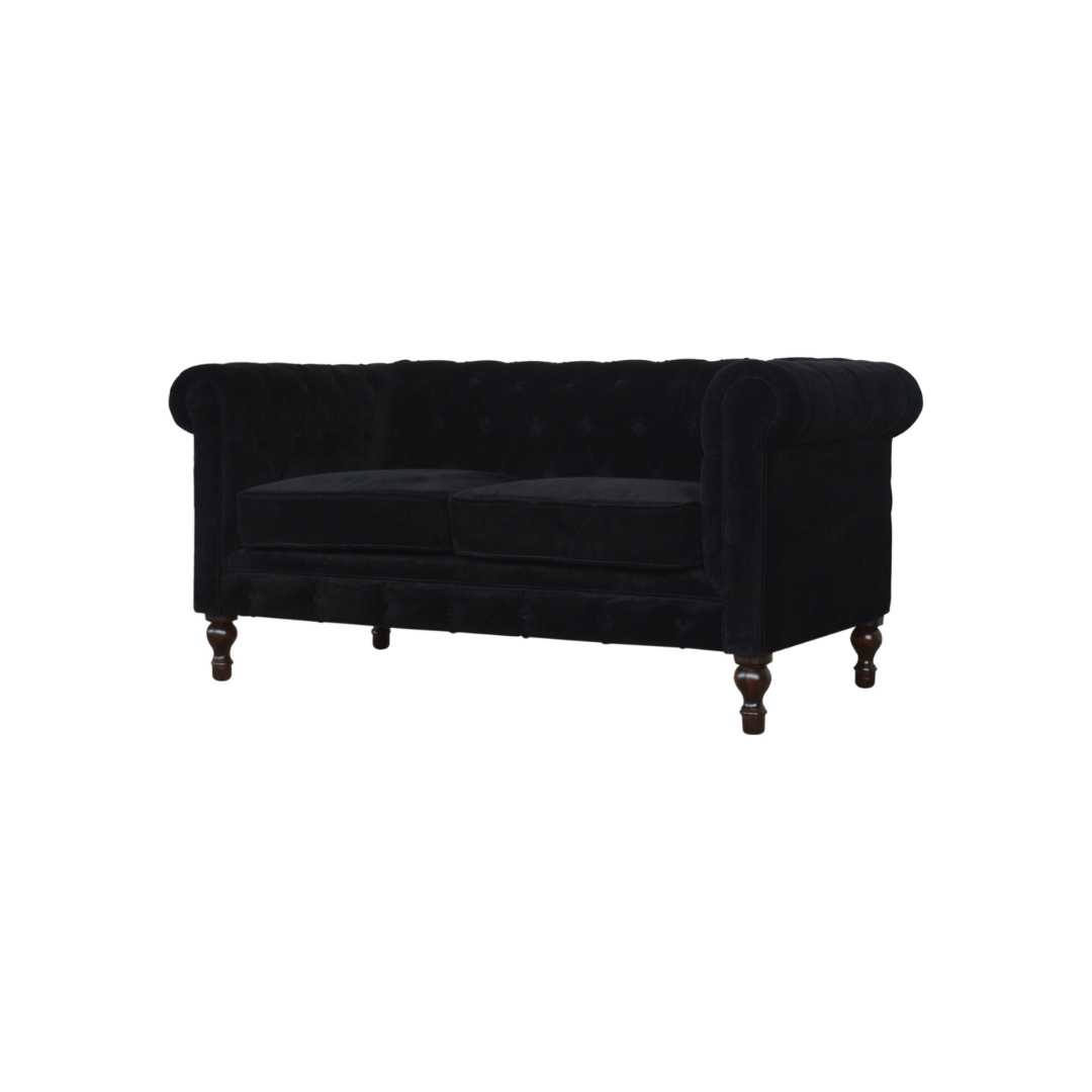 Black Velvet Chesterfield Sofa