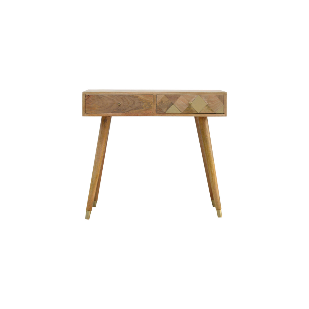 Oak-ish Gold Inlay Console Table