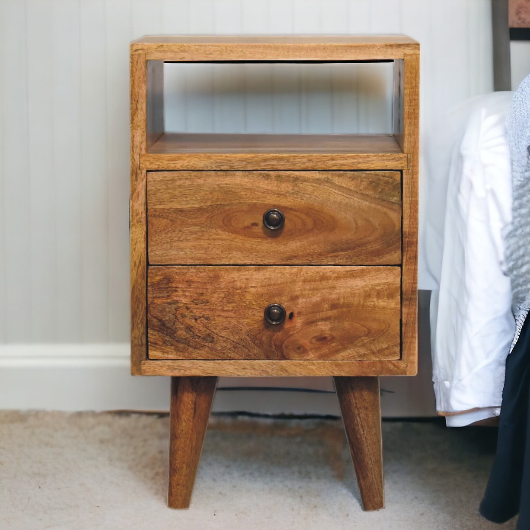 Mini Oak Style Classic Open Bedside Table