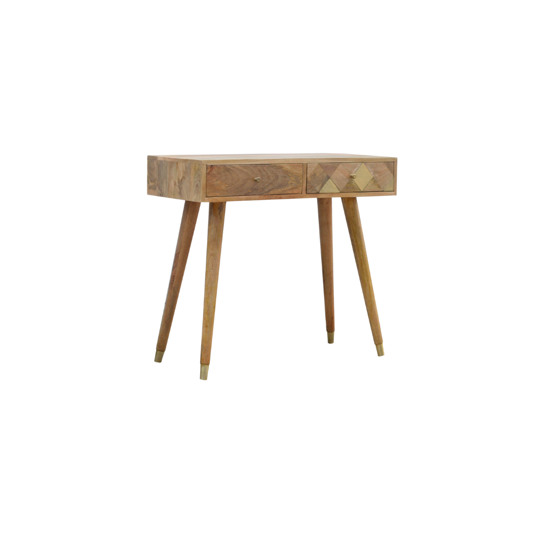 Oak-ish Gold Inlay Console Table