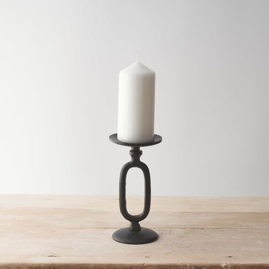 Rustic Black Metal Pillar Candle Stand