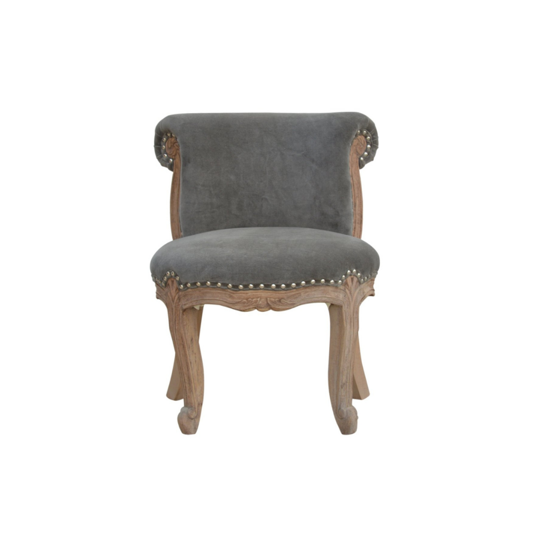 Grey Velvet Studded Chair